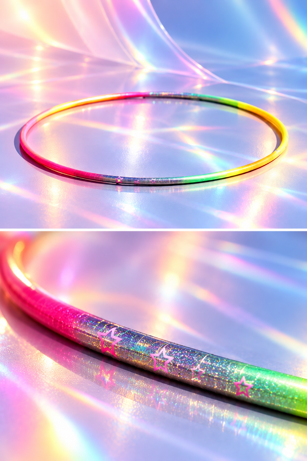 Pastorelli Custom Wrapped Hoop – Rainbow Stars 75cm (Non-FIG)