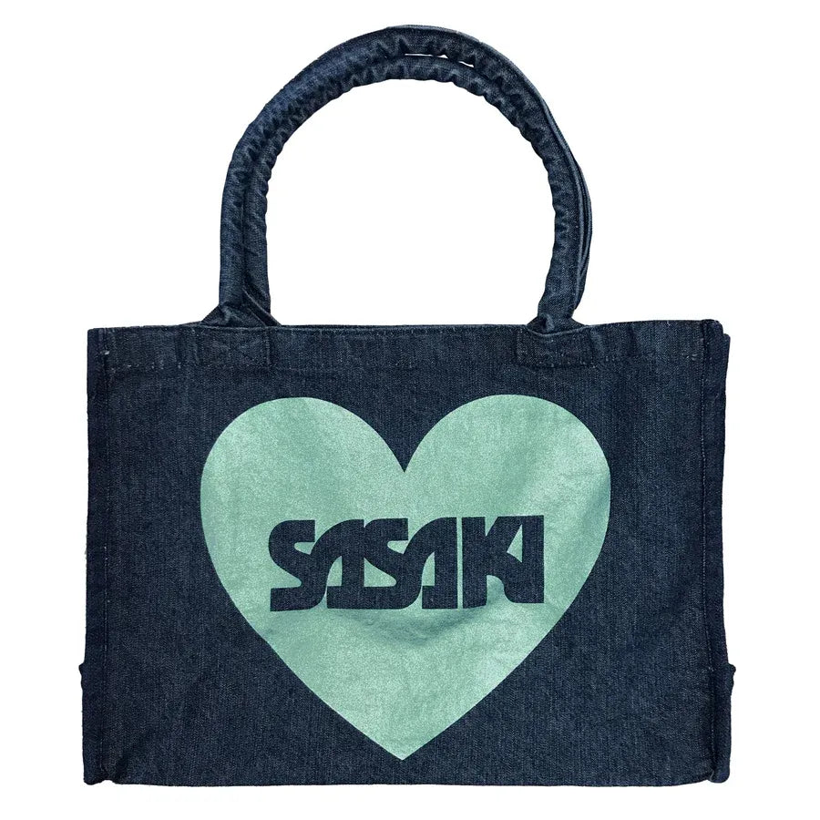 Denim tote bag with metallic print (indigo)
