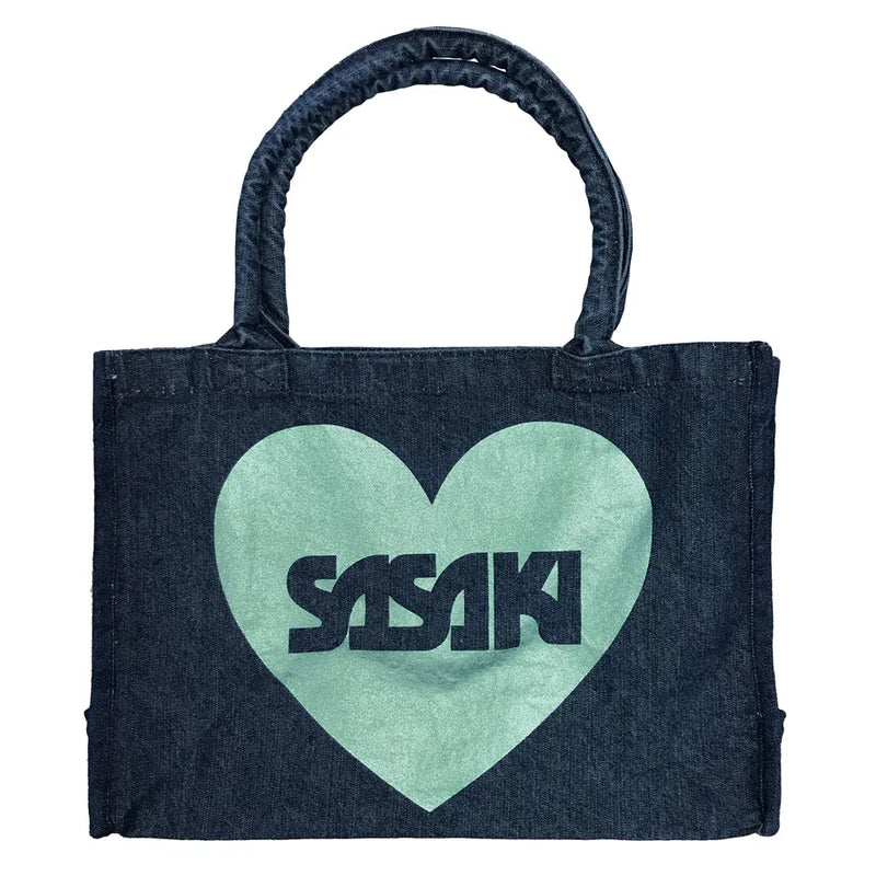 Denim tote bag with metallic print (indigo)