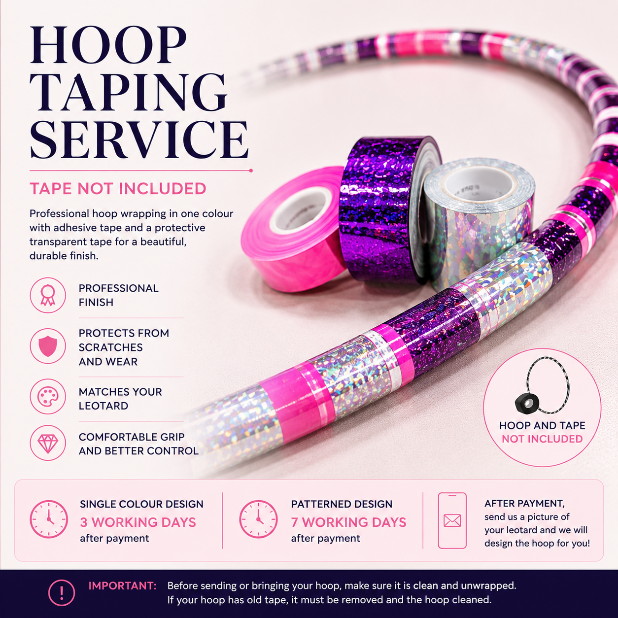 HOOP TAPING SERVICE ( TAPE NOT INCLUDED)